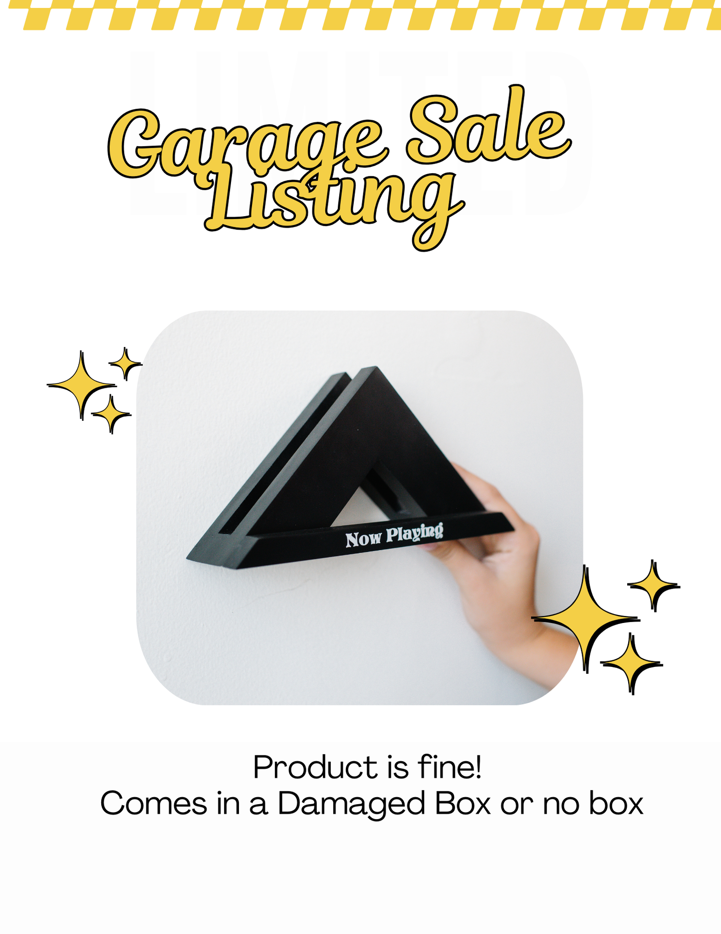 Garage Sale - Now Playing Vinyl Record Stand: Wall or Tabletop Mount