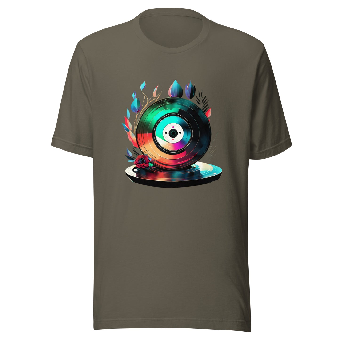 Unisex Fantasy Spin: Luminous Feather Vinyl Tee