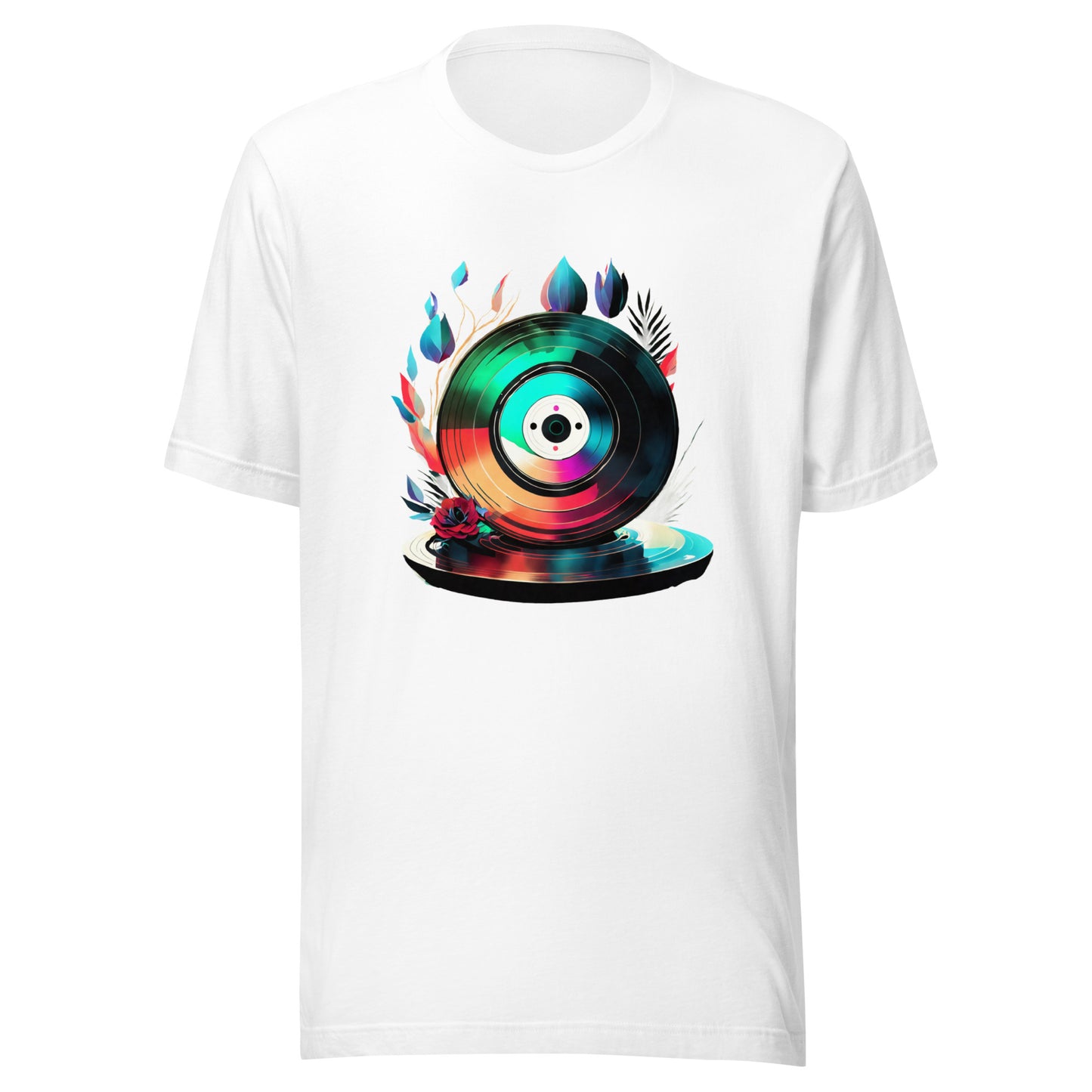Unisex Fantasy Spin: Luminous Feather Vinyl Tee