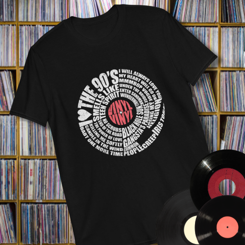 I love the 90s Songs Vinyl Short-Sleeve Unisex T-Shirt