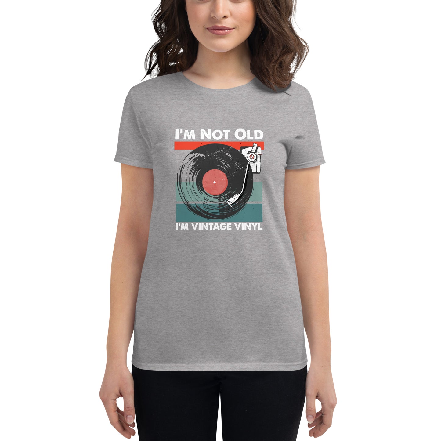 Vinyl record fans will love this t-shirt! I'm not old, I'm vintage Vinyl are words to live by on this soft women's short sleeve t-shirt. Your typical 100% cotton t-shirt
