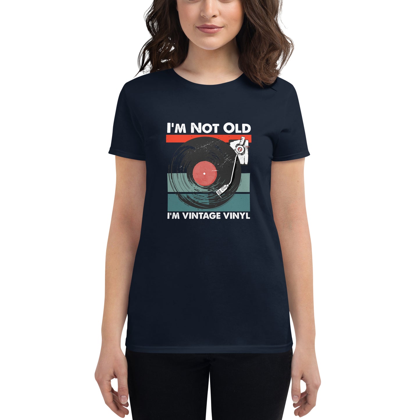 Vinyl record fans will love this t-shirt! I'm not old, I'm vintage Vinyl are words to live by on this soft women's short sleeve t-shirt. Your typical 100% cotton t-shirt