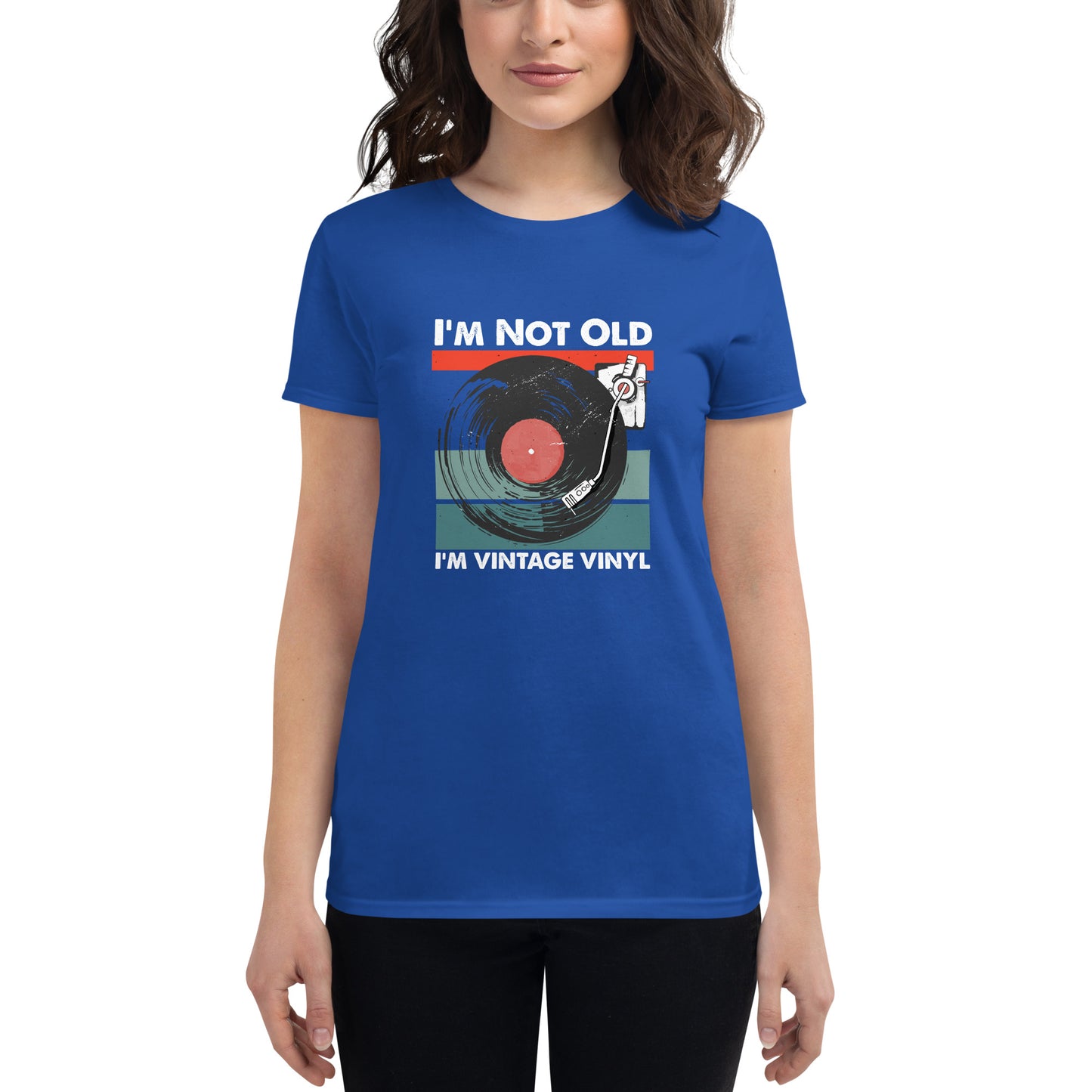 Vinyl record fans will love this t-shirt! I'm not old, I'm vintage Vinyl are words to live by on this soft women's short sleeve t-shirt. Your typical 100% cotton t-shirt