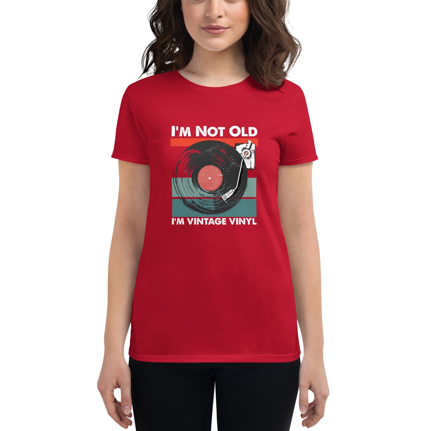 Vinyl record fans will love this t-shirt! I'm not old, I'm vintage Vinyl are words to live by on this soft women's short sleeve t-shirt. Your typical 100% cotton t-shirt