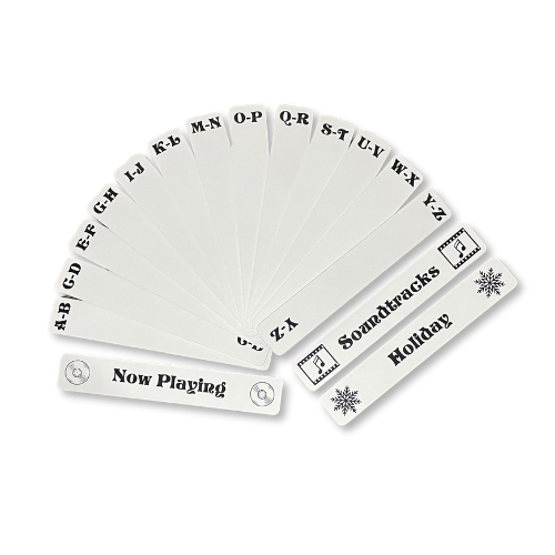 WHITE Vinyl Record Dividers Expanded Collection A-Z (16 piece set)