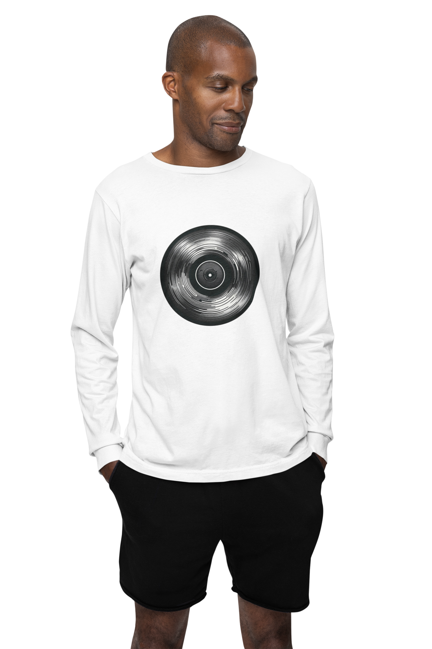 Vinyl Echo: Sleek Record Design Unisex Long Sleeve Tee