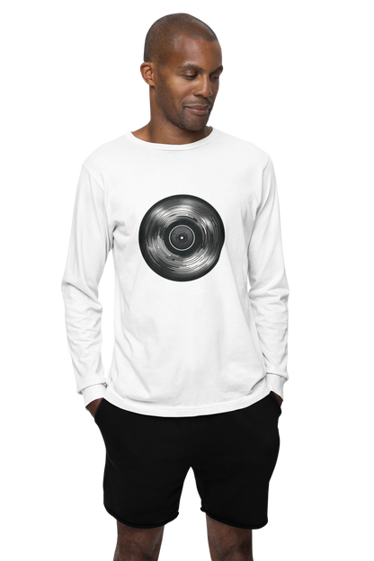 Vinyl Echo: Sleek Record Design Unisex Long Sleeve Tee