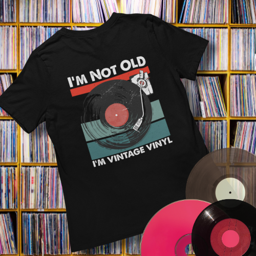 Vinyl record fans will love this t-shirt! I'm not old, I'm vintage Vinyl are words to live by on this soft women's short sleeve t-shirt. Your typical 100% cotton t-shirt 