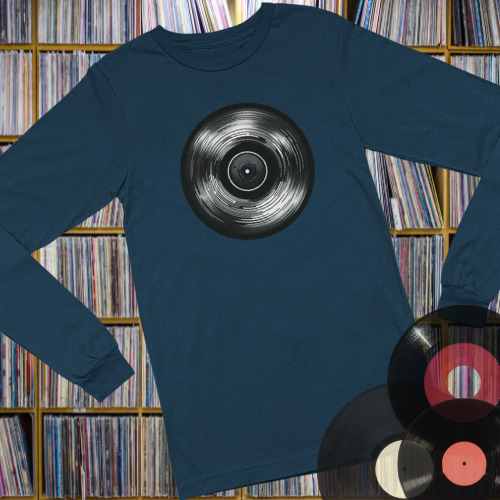 Vinyl Echo: Sleek Record Design Unisex Long Sleeve Tee