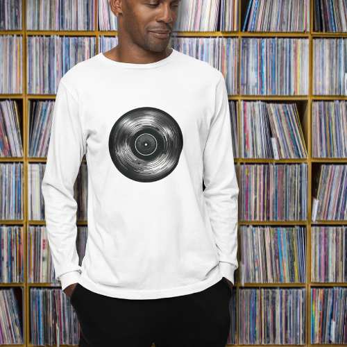 Vinyl Echo: Sleek Record Design Unisex Long Sleeve Tee