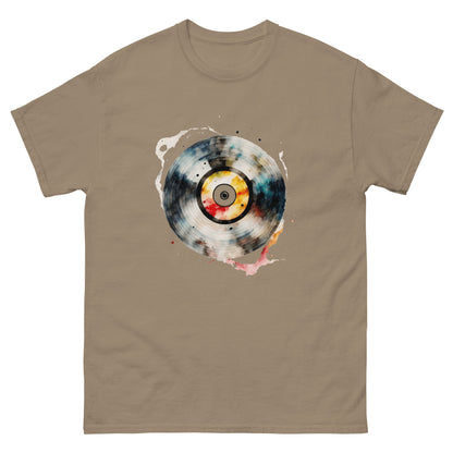 Unisex Spinning Melodies: Abstract Vinyl on Fashion Tee