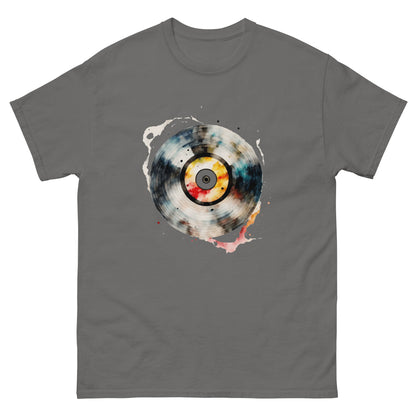 Unisex Spinning Melodies: Abstract Vinyl on Fashion Tee