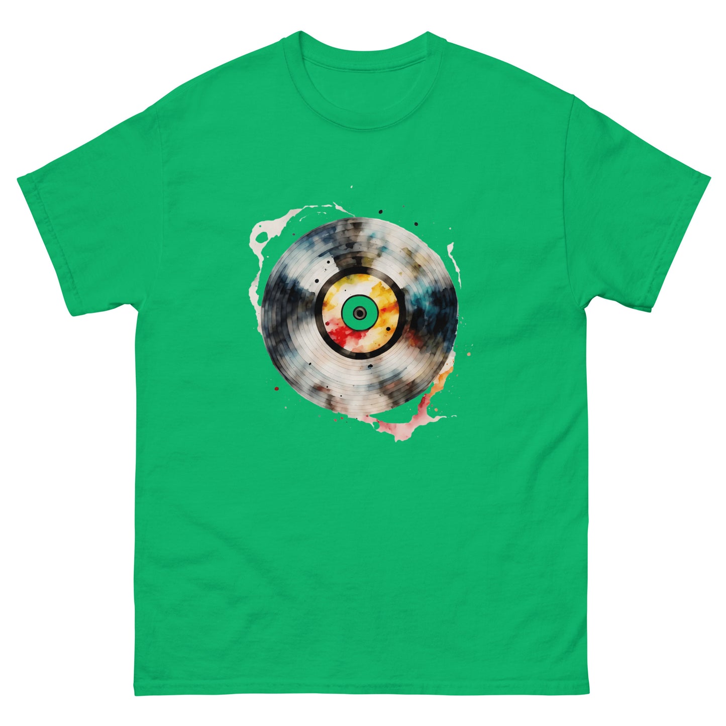 Unisex Spinning Melodies: Abstract Vinyl on Fashion Tee