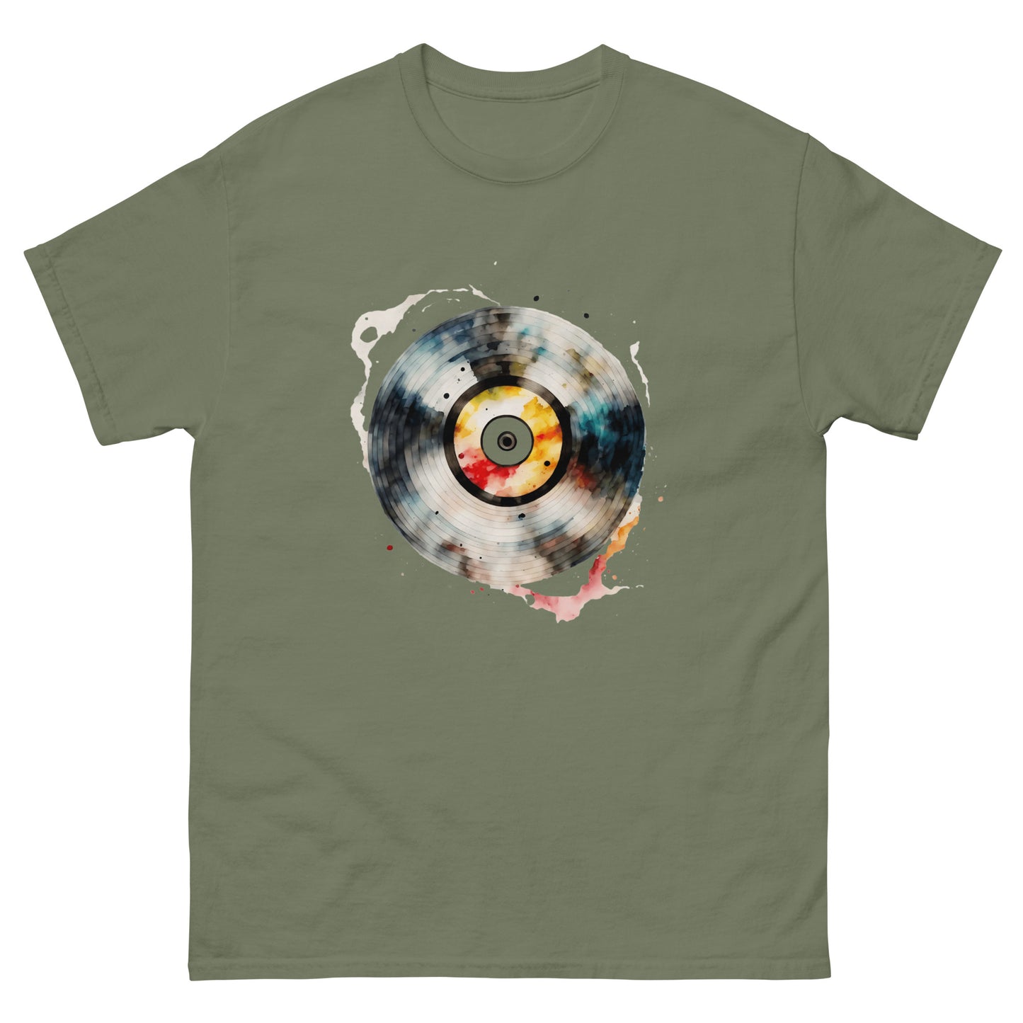 Unisex Spinning Melodies: Abstract Vinyl on Fashion Tee