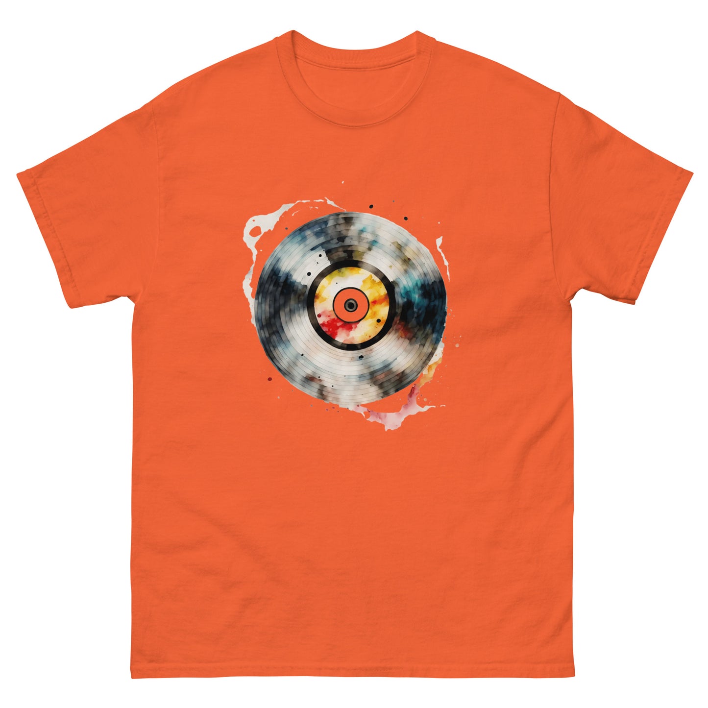 Unisex Spinning Melodies: Abstract Vinyl on Fashion Tee