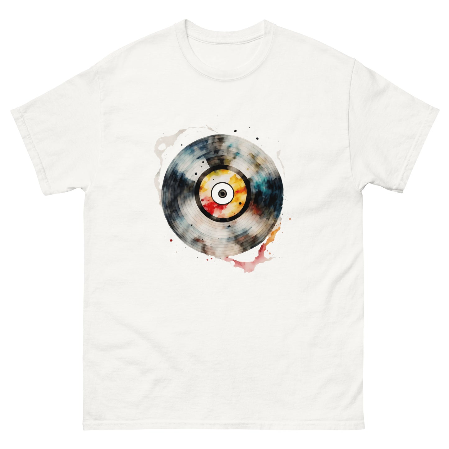 Unisex Spinning Melodies: Abstract Vinyl on Fashion Tee