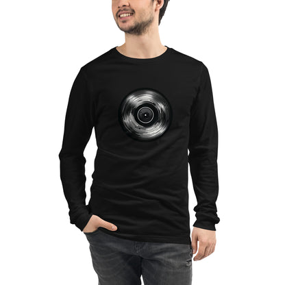 Vinyl Echo: Sleek Record Design Unisex Long Sleeve Tee