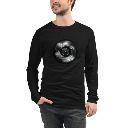 Vinyl Echo: Sleek Record Design Unisex Long Sleeve Tee