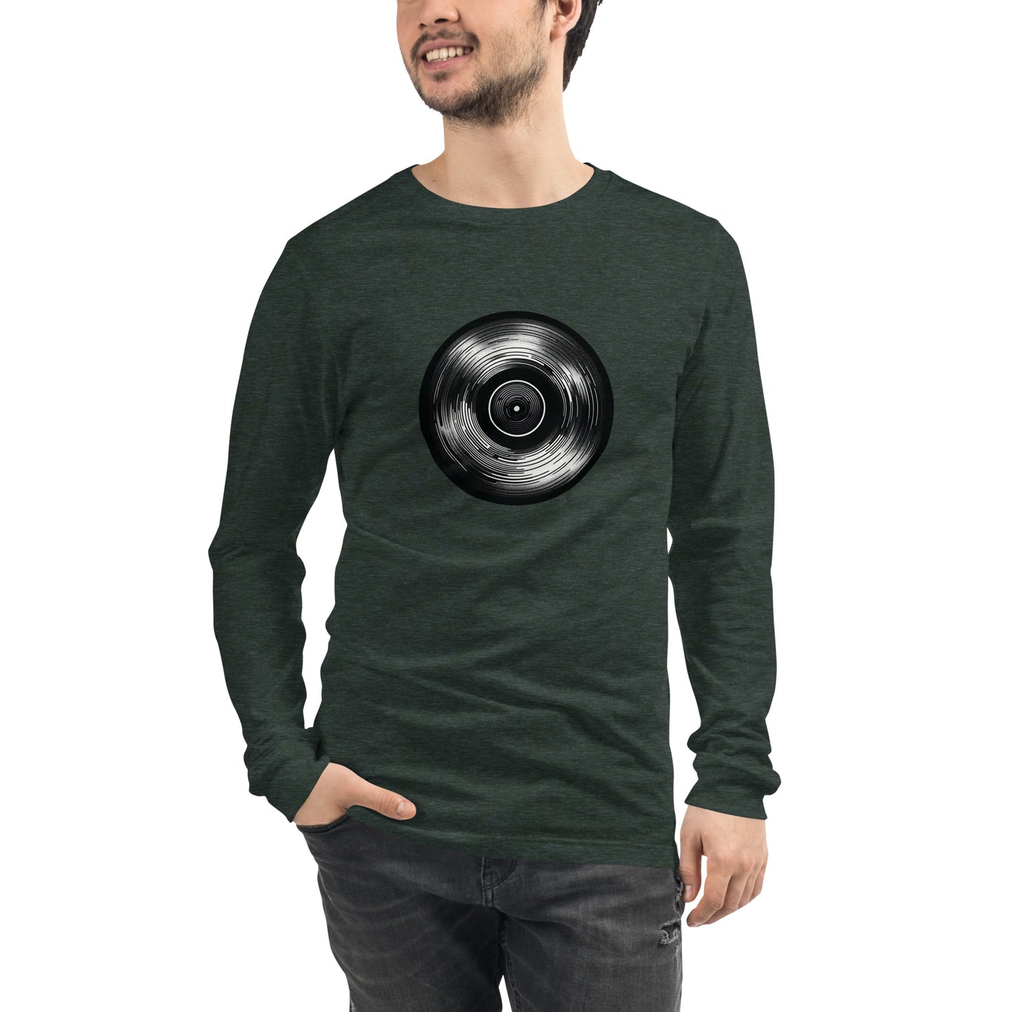 Vinyl Echo: Sleek Record Design Unisex Long Sleeve Tee