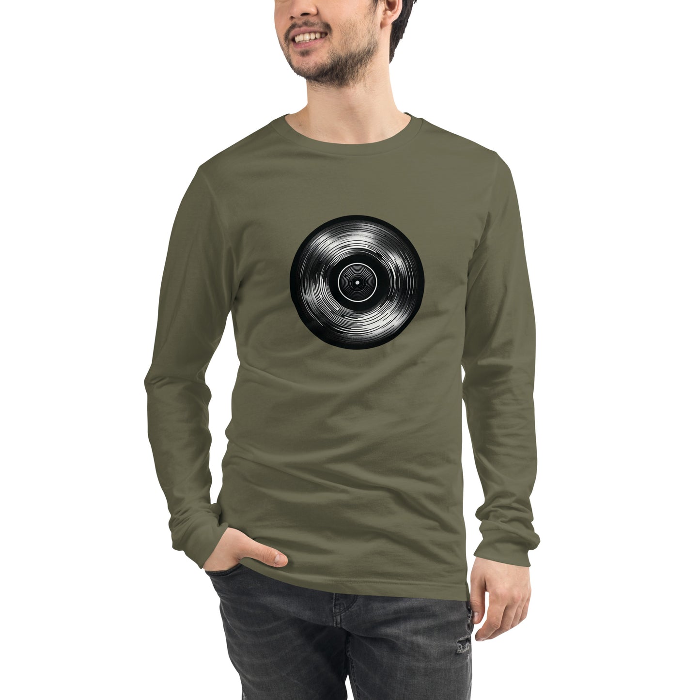 Vinyl Echo: Sleek Record Design Unisex Long Sleeve Tee