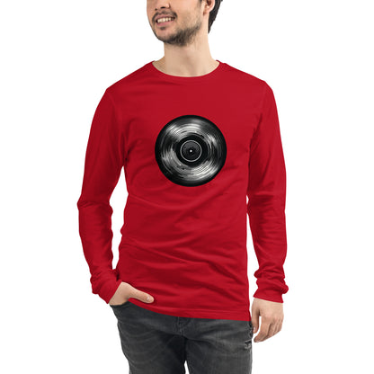 Vinyl Echo: Sleek Record Design Unisex Long Sleeve Tee