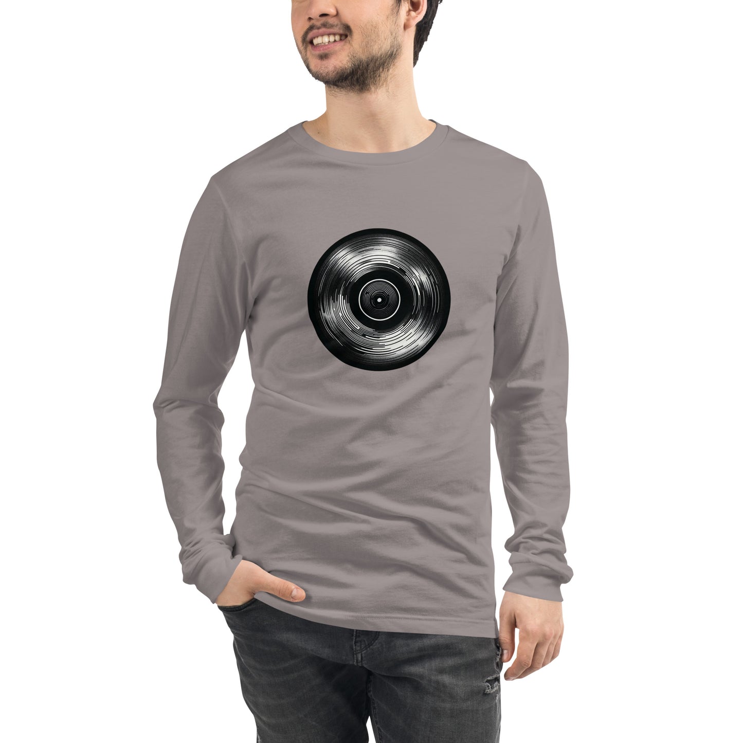 Vinyl Echo: Sleek Record Design Unisex Long Sleeve Tee