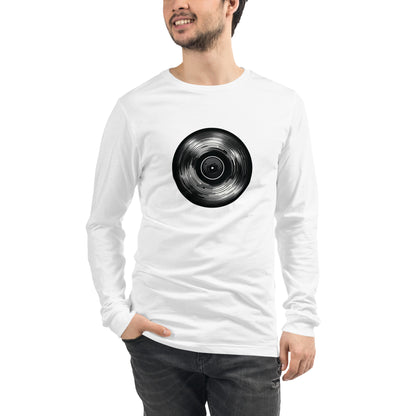 Vinyl Echo: Sleek Record Design Unisex Long Sleeve Tee