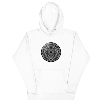 Unisex Monochrome Mandala: Intricate Pattern Hoodie