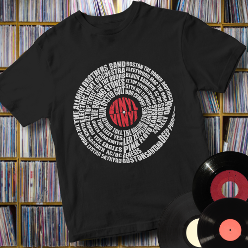 70's Bands_ Vinyl Record Unisex classic tee