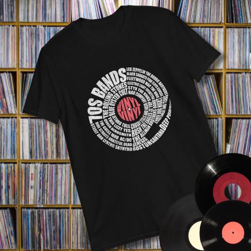 Bands from the 70s Vinyl Record Short-Sleeve Unisex T-Shirt