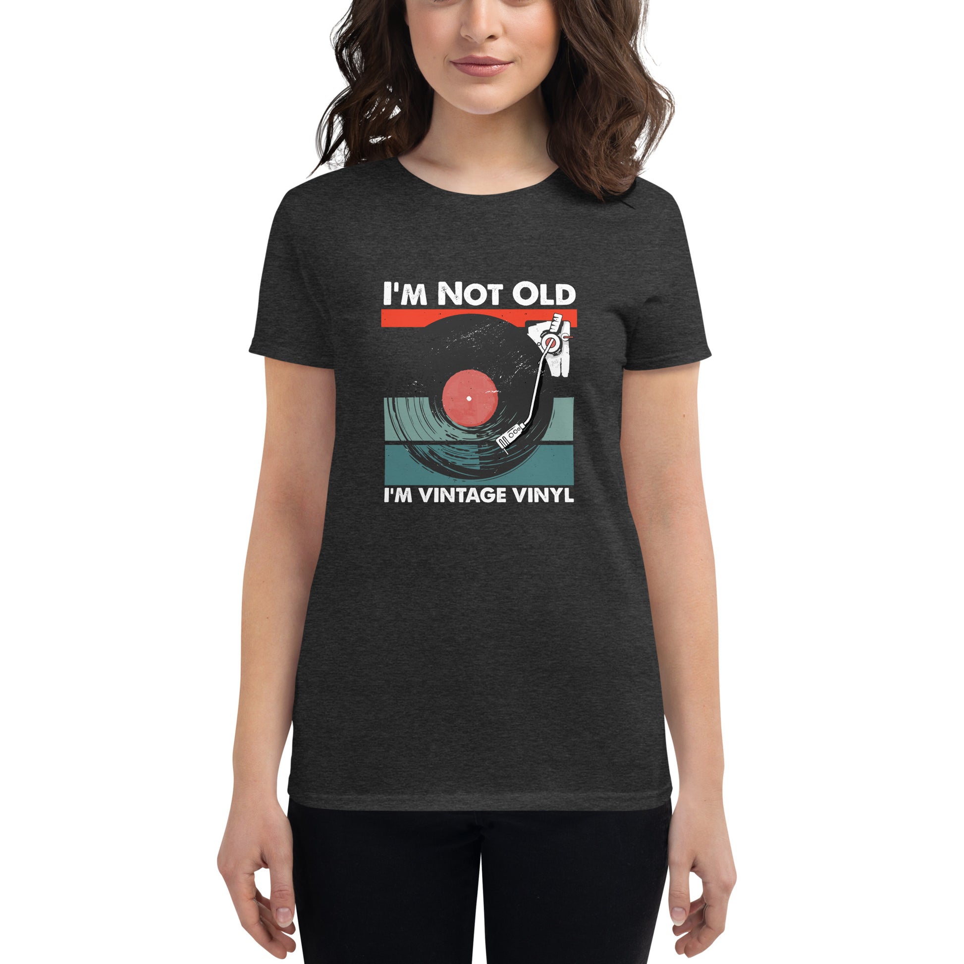 Vinyl record fans will love this t-shirt! I'm not old, I'm vintage Vinyl are words to live by on this soft women's short sleeve t-shirt. Your typical 100% cotton t-shirt 